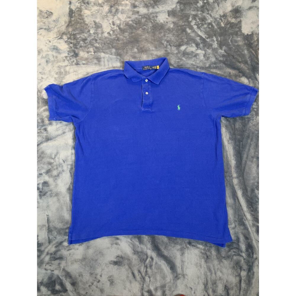 Polo Ralph Lauren Polo Shirt Mens Size XLT Tall Classic Fit Blue Yellow Label